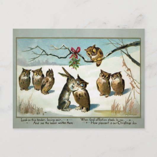 Viktorianische Mistletotiere Weihnachten Postkarte (Vorderseite)
