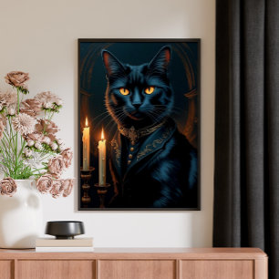 Viktorianische mittelalterliche schwarze Katzen-Ga Poster