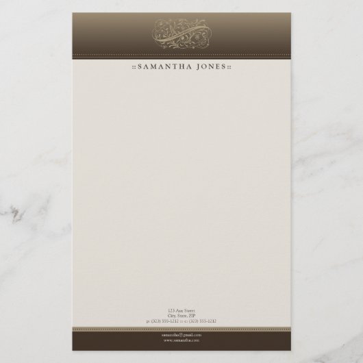 Viktorianische Mocha-Stationierung Briefpapier (Vorderseite)