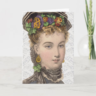 Viktorianische Mode-Illustration - Gruß-Karte Feiertagskarte