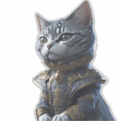 Viktorianische Mode-Katze Aufkleber (Vorderseite)