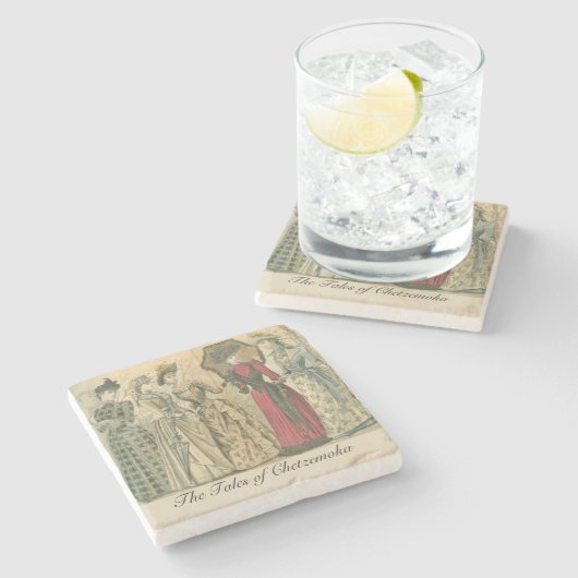 Viktorianische Modeplatte Steinuntersetzer (Seitenansicht)