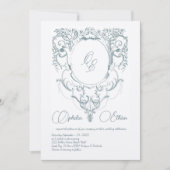 Viktorianische Monogramm Barock-Wappen-Hochzeit Einladung (Vorderseite)