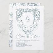 Viktorianische Monogramm Barock-Wappen-Hochzeit Einladung (Vorne/Hinten)