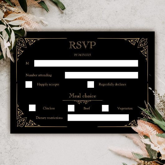 Viktorianische Moth Elegant Gothic Wedding RSVP Ca Karte