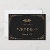 Viktorianische Moth Elegant Gothic Wedding RSVP Ca Karte (Vorderseite)
