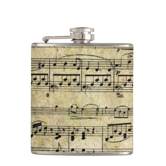 Viktorianische Musik-Blatt-Tapete Flachmann (Vorderseite)