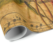 Viktorianische Musik-Blattwatercolor-Blumen-Tapete Geschenkpapier (Rolleneckpunkt)