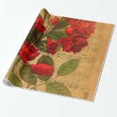 Viktorianische Musik-Blattwatercolor-Rosen-Tapete Geschenkpapier (Ungerollt)