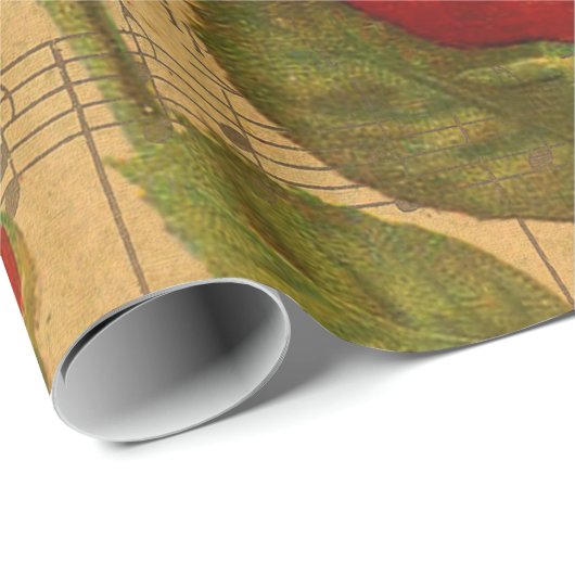 Viktorianische Musik-Blattwatercolor-Rosen-Tapete Geschenkpapier (Rolleneckpunkt)