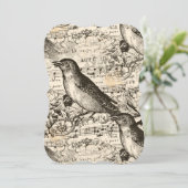 viktorianische Musikvögel Einladung (Stehend Vorderseite)