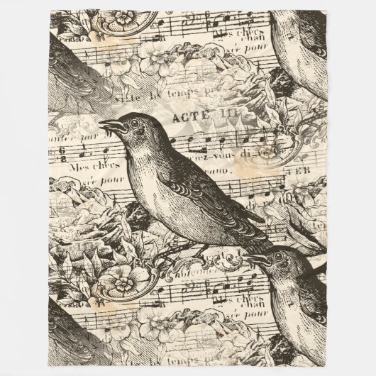 viktorianische Musikvögel Fleecedecke (Vorderseite)