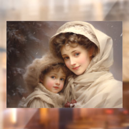 Viktorianische Mutter und Kind Fensteraufkleber