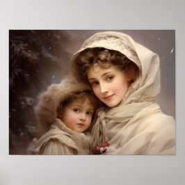 Viktorianische Mutter und Kind Poster