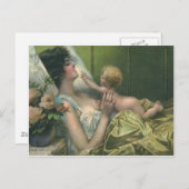 Viktorianische Mutter- und Neugeborenentageskarte Ankündigungspostkarte (Vorne/Hinten)