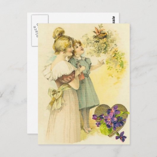 Viktorianische Mutter- und Tochter-Mutterkarte Postkarte (Vorne/Hinten)