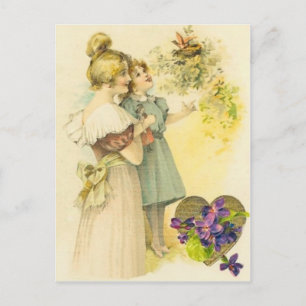 Viktorianische Mutter- und Tochter-Muttertagskarte Postkarte