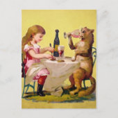 Viktorianische Odd Drink Cat Postkarte (Vorderseite)