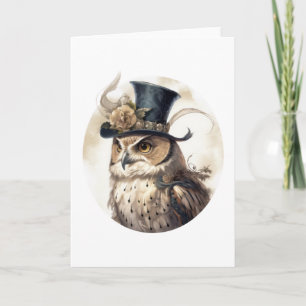 Viktorianische Owl Aristokrat Portrait Dark Hat Bl Karte