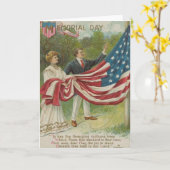 Viktorianische Paare, die US-Flagge anheben Karte (Gelbe Blume)