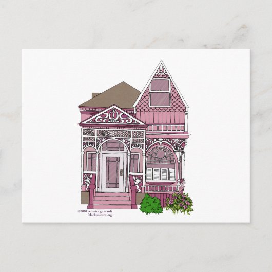 Viktorianische "Painted Lady" - rosa Postkarte (Vorderseite)