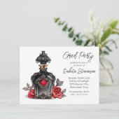 Viktorianische Parfümflasche und Rose | ABSCHLUSS Einladung (Stehend Vorderseite)