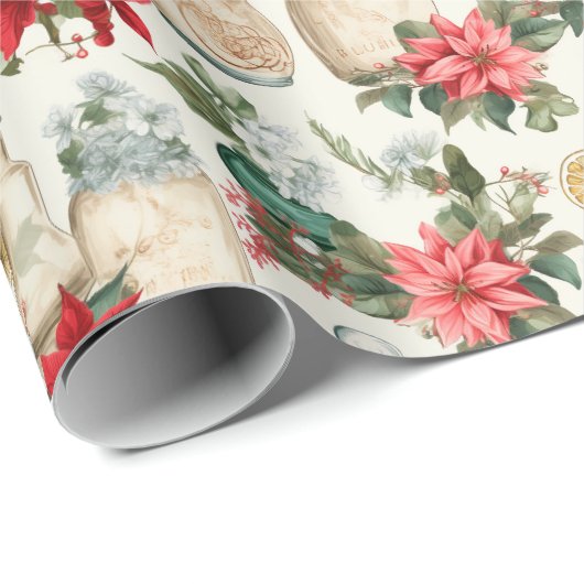 Viktorianische Parfümflaschen Weihnachtsflora Geschenkpapier (Rolleneckpunkt)