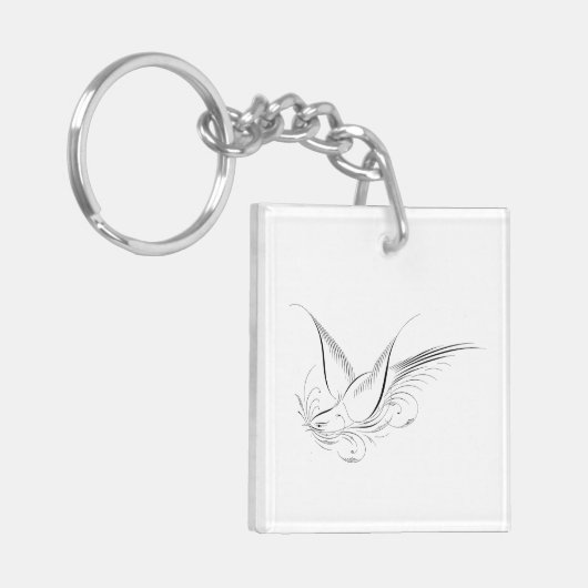 Viktorianische Penwork Kalligraphische Taube Schlüsselanhänger (Vorderseite links)