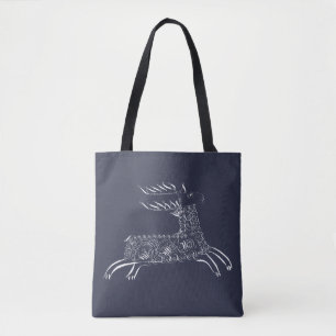 Viktorianische Penwork Kalligraphischer Stag Hirsc Tasche