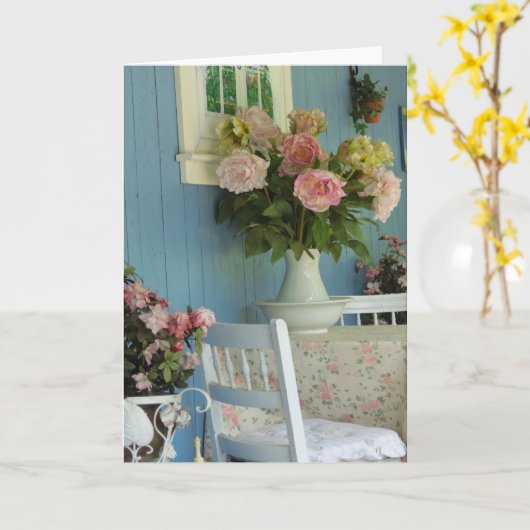 Viktorianische Peonies - Martha's Vineyard Karte (Gelbe Blume)