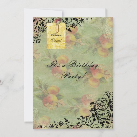 Viktorianische Pfirsichgeburtstagseinladung Einladung (Vorderseite)
