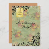 Viktorianische Pfirsichgeburtstagseinladung Einladung (Vorne/Hinten)