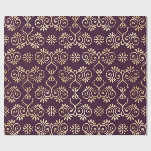 Viktorianische Pflaume u. Gold Geschenkpapier (Flach)