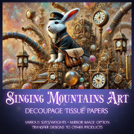 Viktorianische postalische Rabbit Steampunk Decoup Seidenpapier