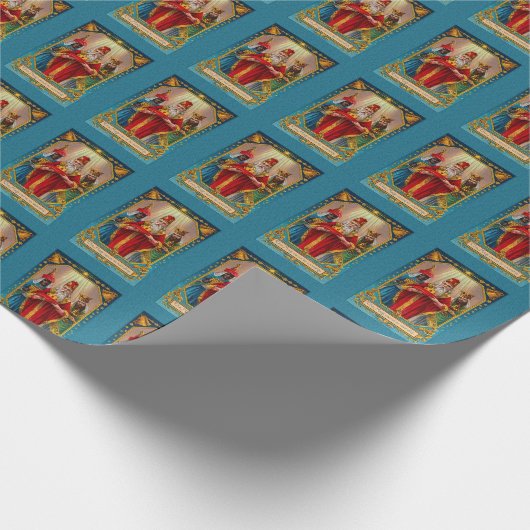 Viktorianische Postkarte Magi Wisemen Geschenkpack Geschenkpapier (Ecke)