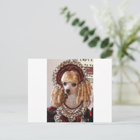 Viktorianische Pudel-Liebe-HundePose Postkarte (Stehend Vorderseite)