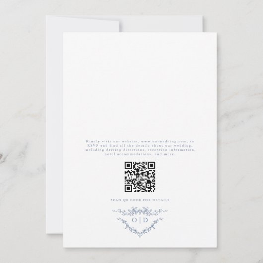 Viktorianische QR Code Floral Wedding Monogram Einladung (Rückseite)