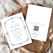 Viktorianische QR Code Floral Wedding Monogram Einladung