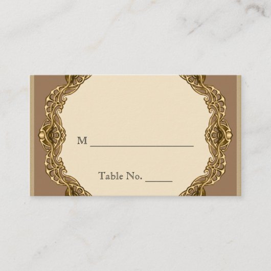Viktorianische Rahmen in Gold-Hochzeiten-Platzkart Platzkarte (Vorderseite)