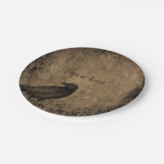 Viktorianische raven Illustration Halloween Thema Pappteller (Schrägansicht)