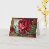 Viktorianische Red Blume Wasserbootszene Geburtsta Karte (Gelbe Blume)