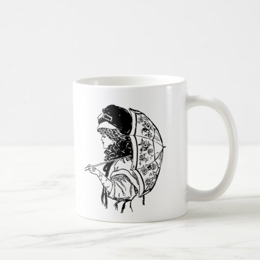 Viktorianische Regency-Frau mit Parasol-Portrait Kaffeetasse (Rechts)
