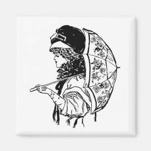 Viktorianische Regency-Frau mit Parasol-Portrait Magnet