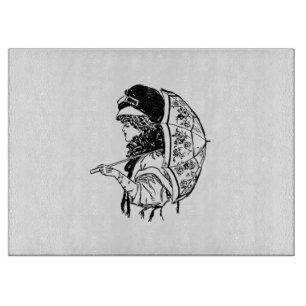 Viktorianische Regency-Frau mit Parasol-Portrait Schneidebrett