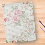 Viktorianische Retro-Rose mit großem Regal Mitte J Notizblock<br><div class="desc">Wide Ruled Notepad - Standard Letter Size Pages - 8.5" X 11" Lined mit Black Wide Rule Lines auf jeder Seite für einfaches Schreiben - One Sided Notebook Paper - Dieses Design verfügt über eine Retro-Viktorianische Rosen Mitte des Jahrhunderts Blume Vintage Wallpaper-Design auf texturiertem Creme Hintergrund.</div>