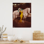 Viktorianische Romantik-Girl mit Weißer Stallion Poster (Küche)
