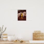 Viktorianische Romantik-Girl mit Weißer Stallion Poster (Küche)