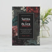 Viktorianische romantische gotische Schwarze Hochz Einladung (Stehend Vorderseite)
