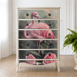 Viktorianische Rosa Flamingo Vintage Rose Illustra Seidenpapier