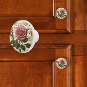 Viktorianische Rosa-Rose auf Notenblättern Keramikknauf